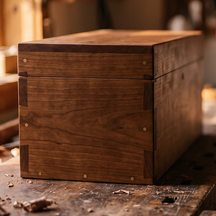 Amish Antivirus — a plain wooden box on a workbench
